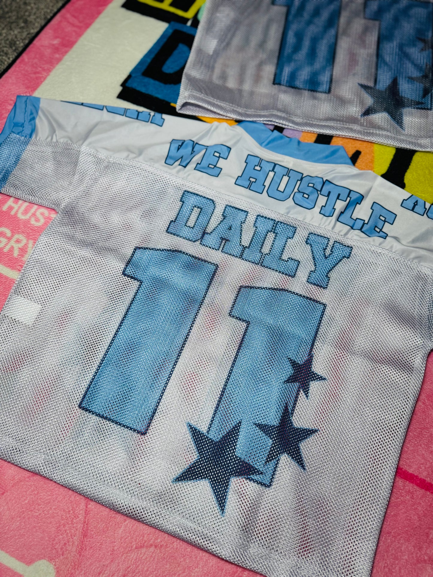 Carolina Blue & White “We Hustle Daily” Jersey