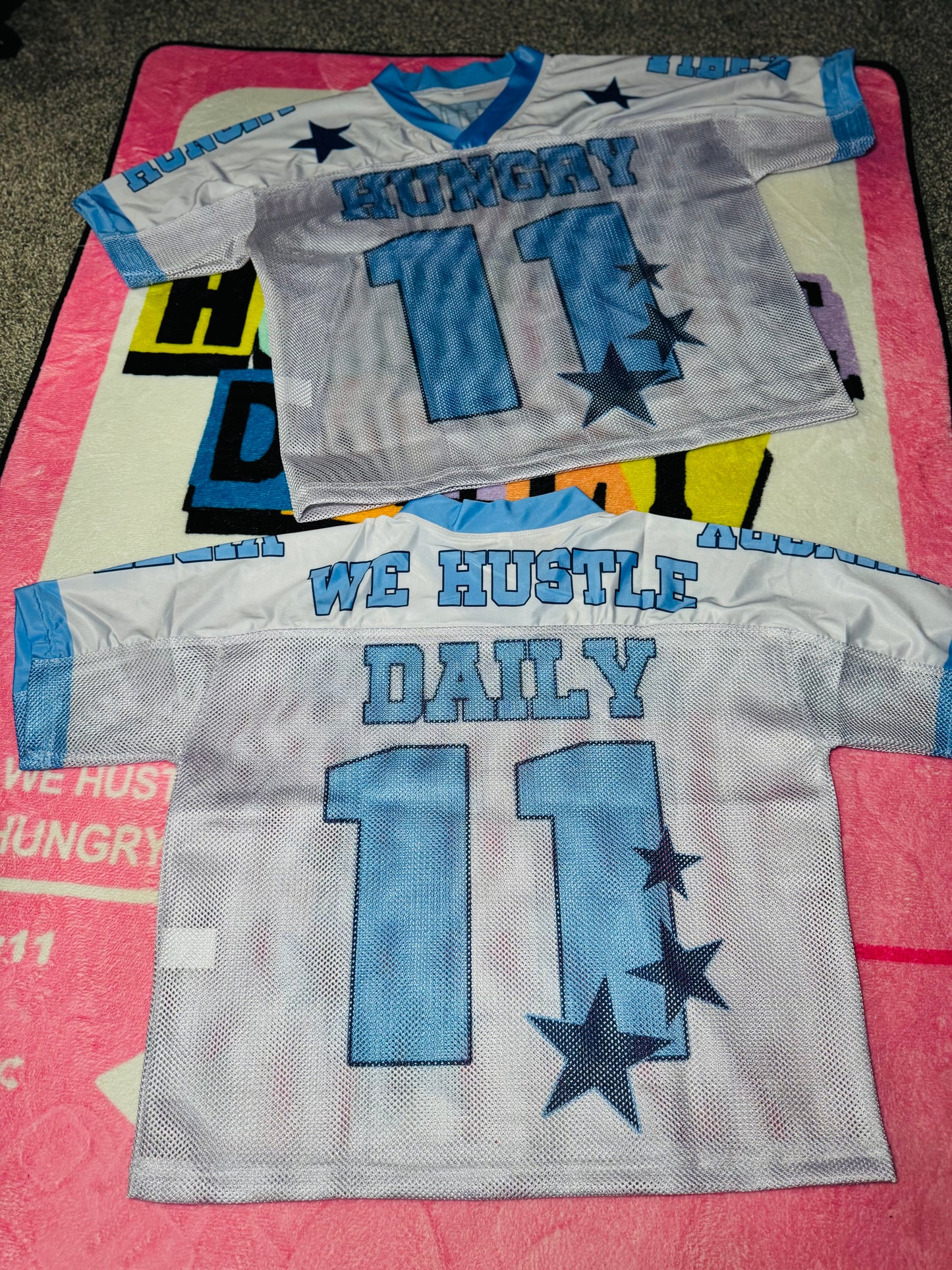 Carolina Blue & White “We Hustle Daily” Jersey