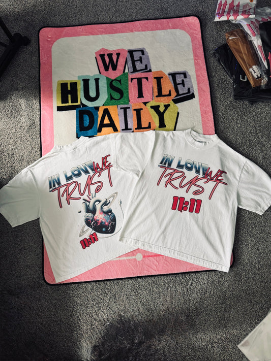 In Love We Trust Cosmic (White) Oversized Boxy Tee